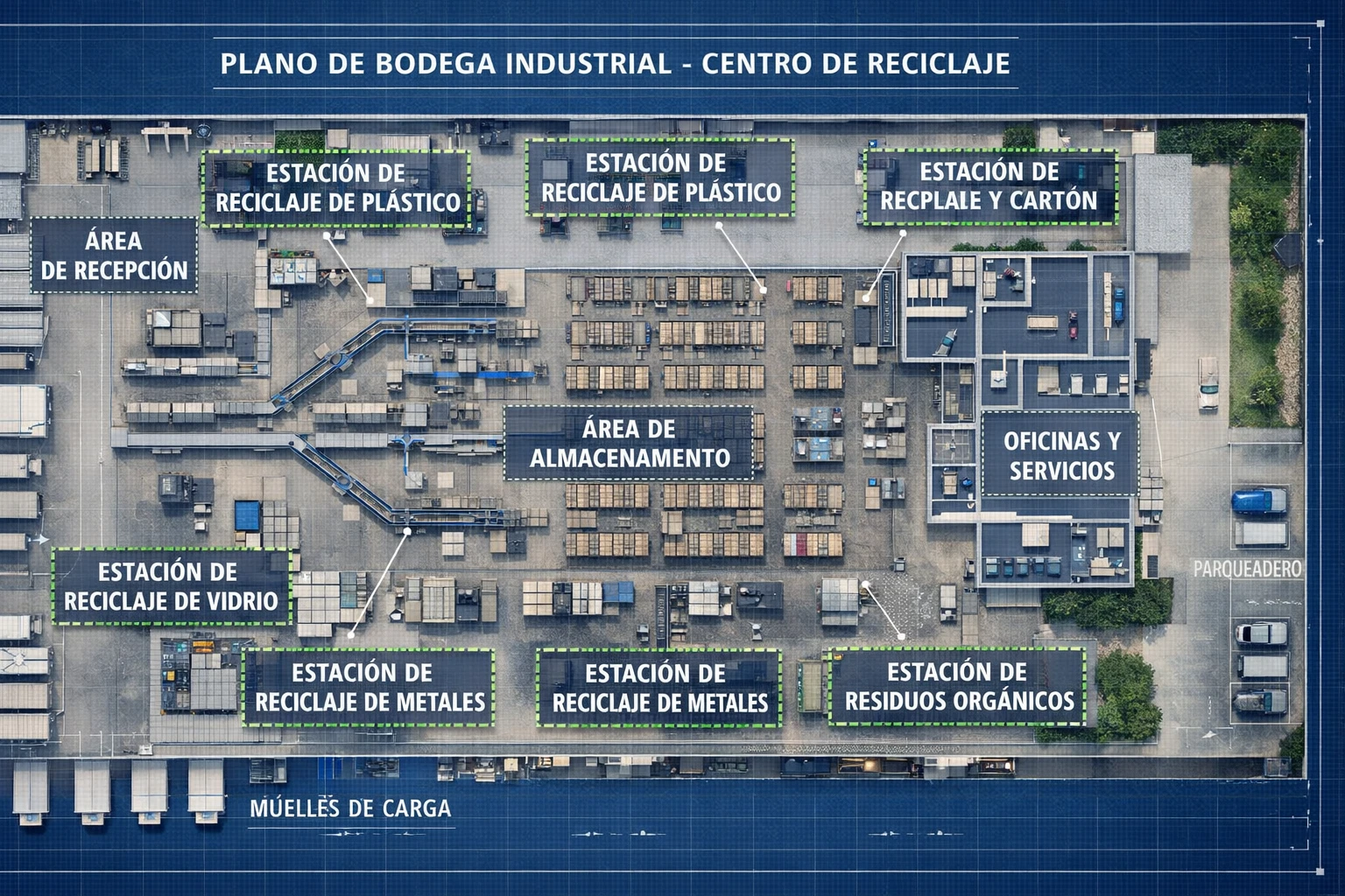Distribución de ecopuntos ECHO en planta corporativa para cobertura óptima