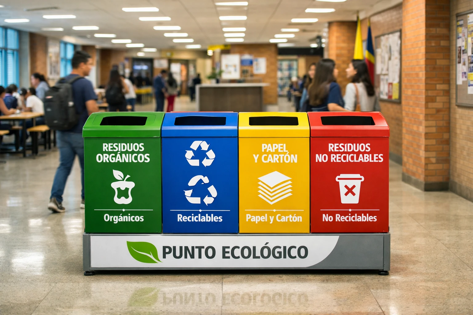 Ecopunto ECHO Modular TRIO en institución educativa colombiana — señalización pedagógica