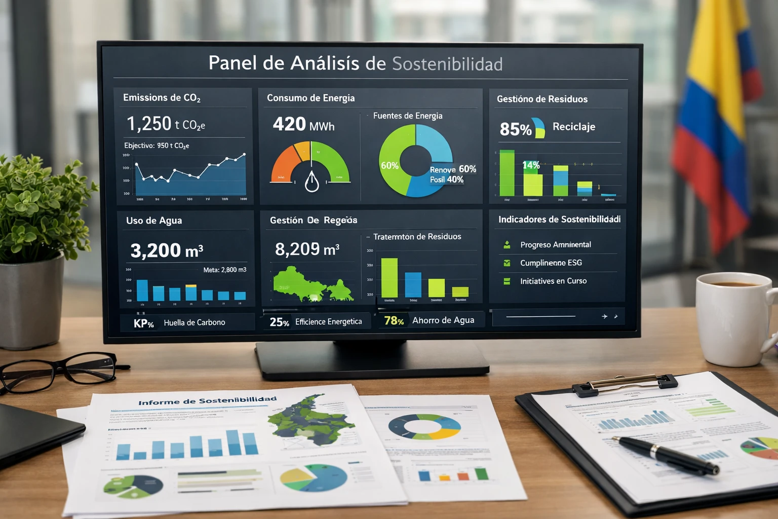 Planilla de registro de indicadores de gestión de residuos en empresa colombiana