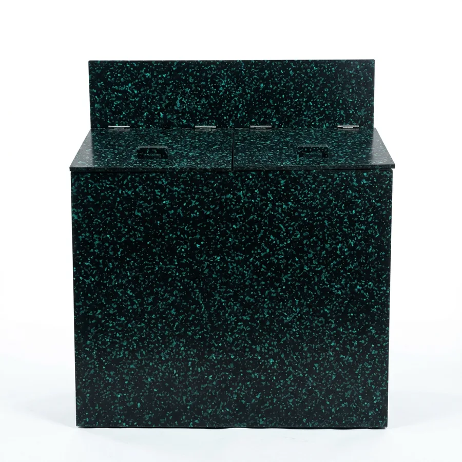 ECHO Modular X DUO — Vista frontal de la estación industrial de alta capacidad con 2 compartimentos, 100x120x40 cm, fabricada en HDPE 100% reciclado